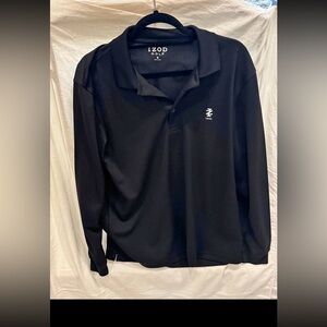 IZOD Men's Golf Long Sleeve Tournament Polo Shirt - Black - M